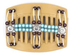 African Butterfly Thick Hair Comb - Flowers Blonde 22