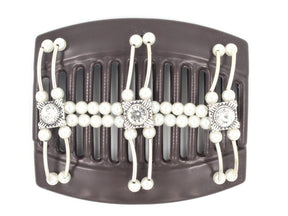 African Butterfly Thick Hair Comb - Flowers Brown 35