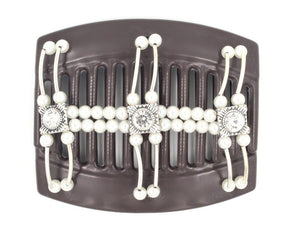 African Butterfly Thick Hair Comb - Flowers Brown 35