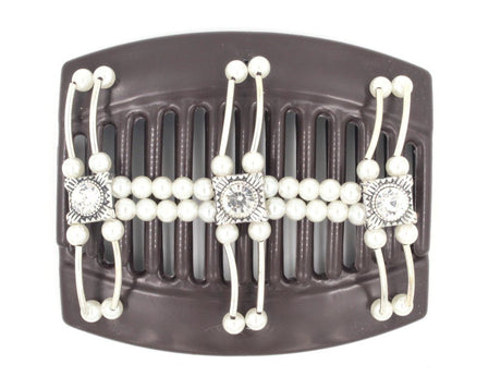 African Butterfly Thick Hair Comb - Flowers Brown 35