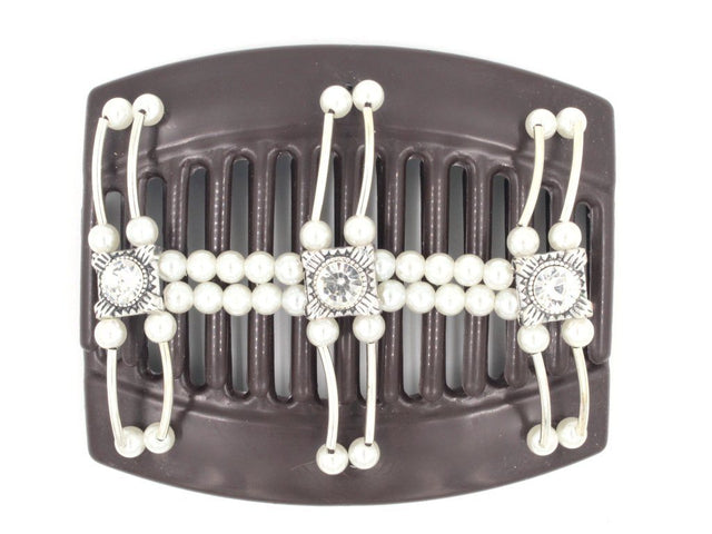 African Butterfly Thick Hair Comb - Flowers Brown 35