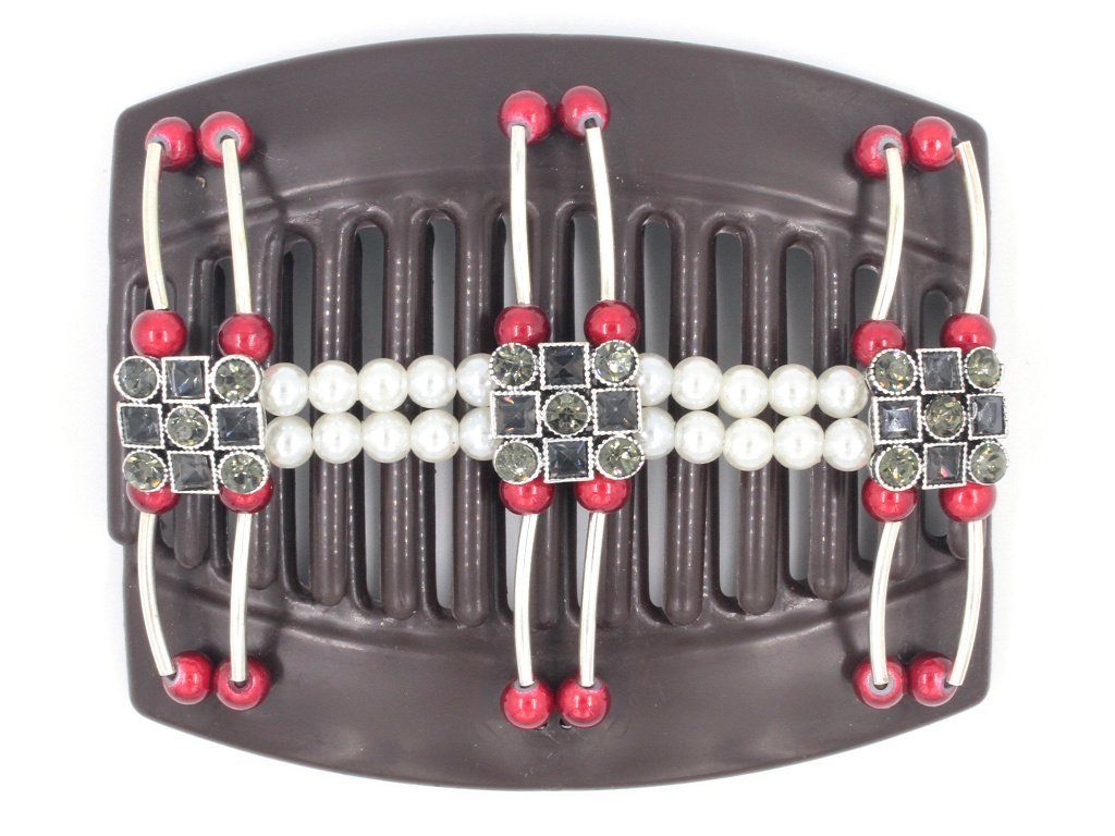 African Butterfly Thick Hair Comb - Flowers Brown 37