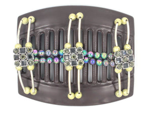 African Butterfly Thick Hair Comb - Flowers Brown 38