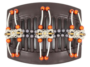 African Butterfly Thick Hair Comb - Flowers Brown 50