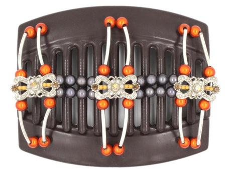 African Butterfly Thick Hair Comb - Flowers Brown 50