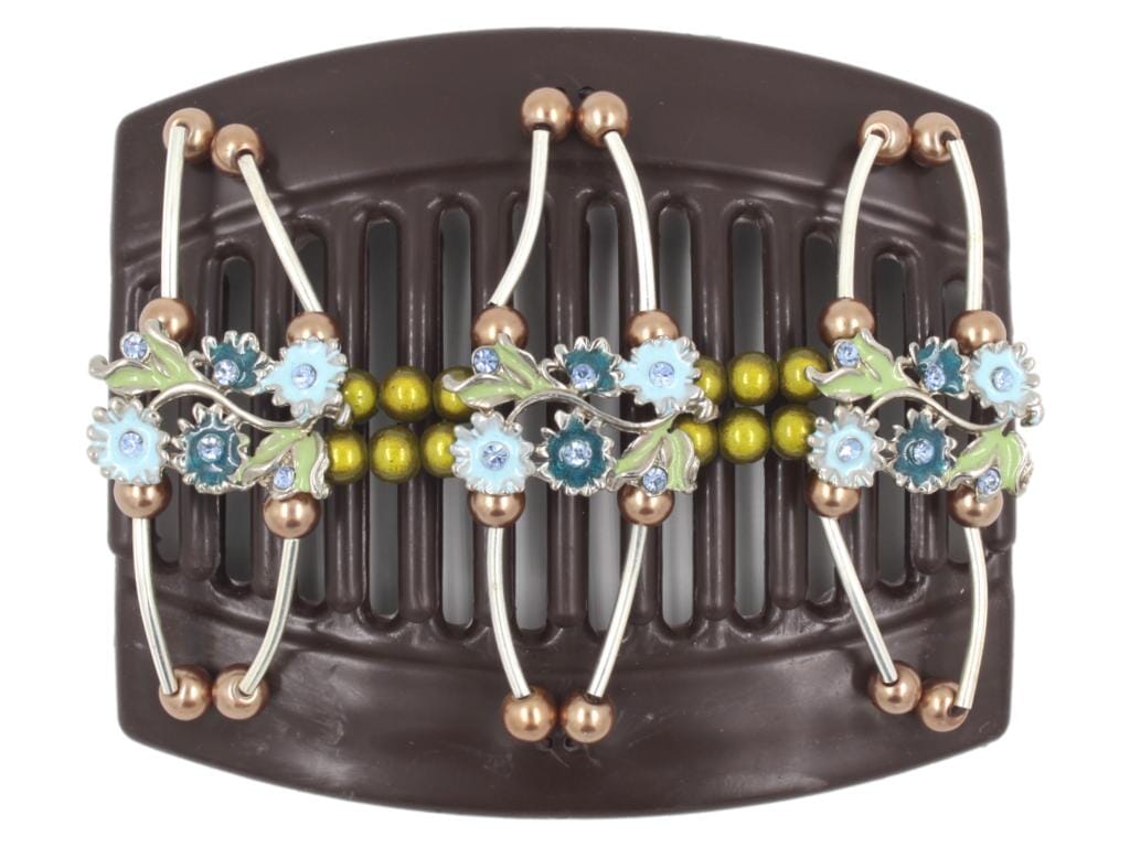 African Butterfly Thick Hair Comb - Flowers Brown 66