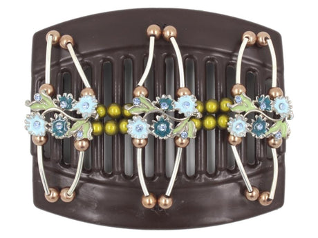 African Butterfly Thick Hair Comb - Flowers Brown 66