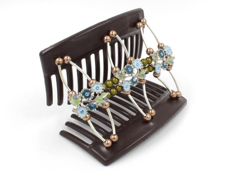 African Butterfly Thick Hair Comb - Flowers Brown 66