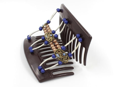 African Butterfly Thick Hair Comb - Flowers Brown 67