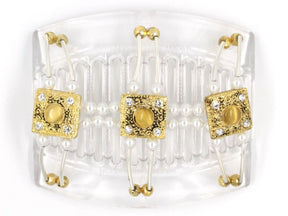 African Butterfly Thick Hair Comb - Flowers Clear 24
