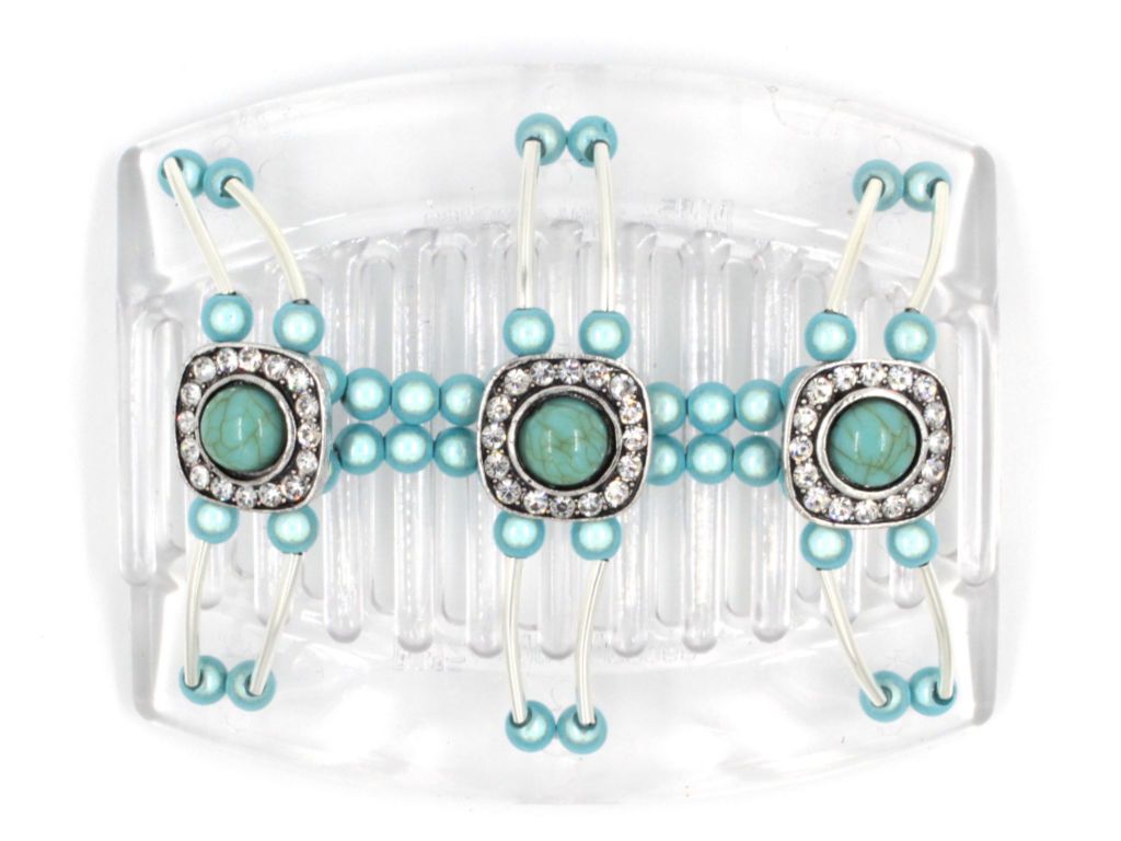 African Butterfly Thick Hair Comb - Flowers Clear 25