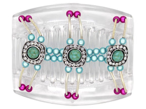 African Butterfly Thick Hair Comb - Flowers Clear 30