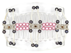 African Butterfly Thick Hair Comb - Flowers Clear 43