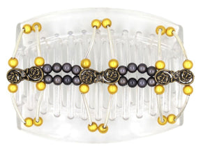 African Butterfly Thick Hair Comb - Flowers Clear 44