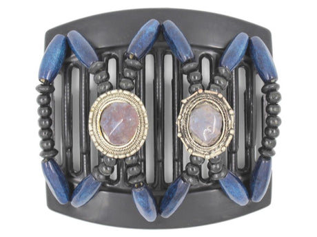 African Butterfly Thick Hair Comb - Gemstone Black 34