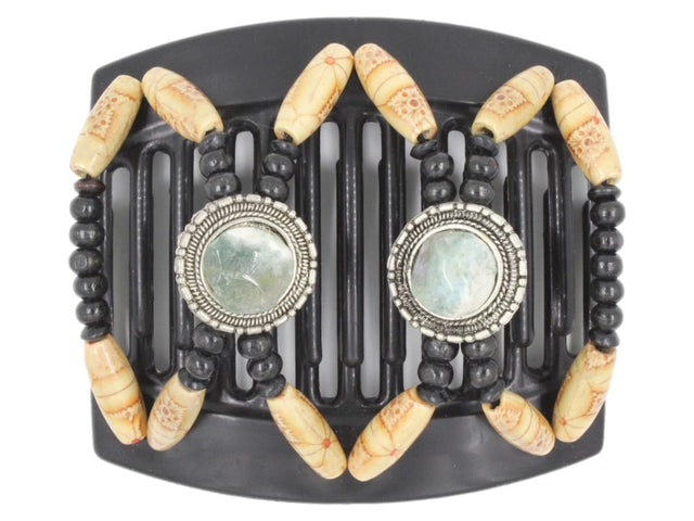 African Butterfly Thick Hair Comb - Gemstone Black 48