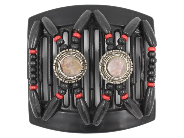 African Butterfly Thick Hair Comb - Gemstone Black 65