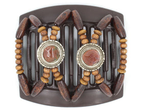 African Butterfly Thick Hair Comb - Gemstone Brown 23