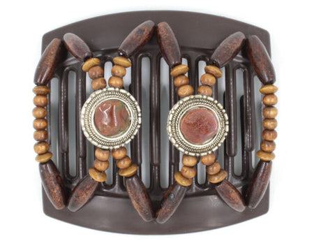 African Butterfly Thick Hair Comb - Gemstone Brown 23