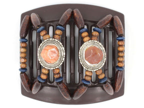 African Butterfly Thick Hair Comb - Gemstone Brown 24