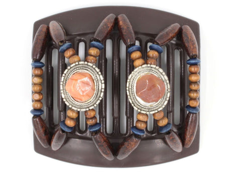 African Butterfly Thick Hair Comb - Gemstone Brown 24