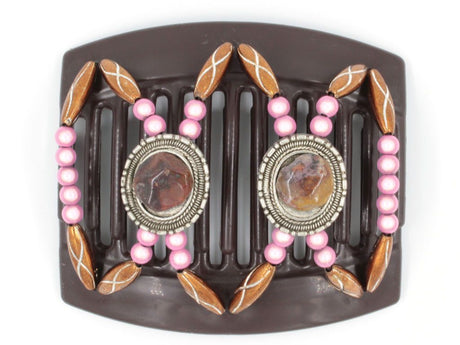 African Butterfly Thick Hair Comb - Gemstone Brown 25