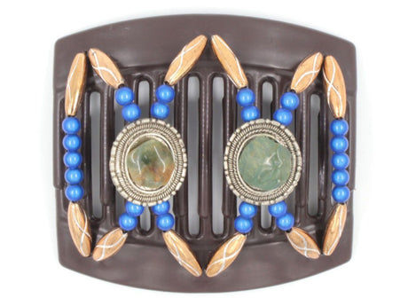 African Butterfly Thick Hair Comb - Gemstone Brown 28