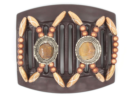 African Butterfly Thick Hair Comb - Gemstone Brown 30