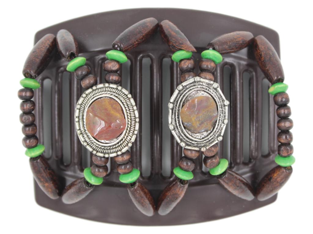 African Butterfly Thick Hair Comb - Gemstone Brown 45