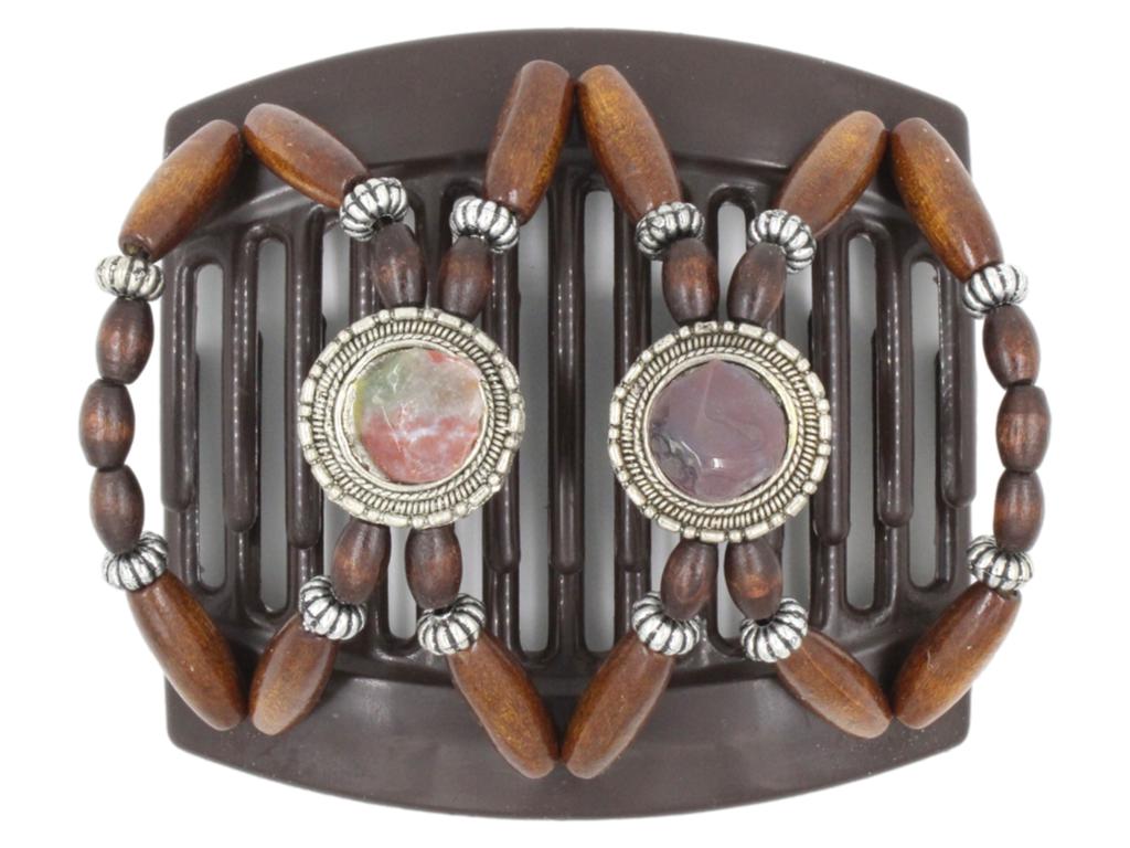 African Butterfly Thick Hair Comb - Gemstone Brown 52