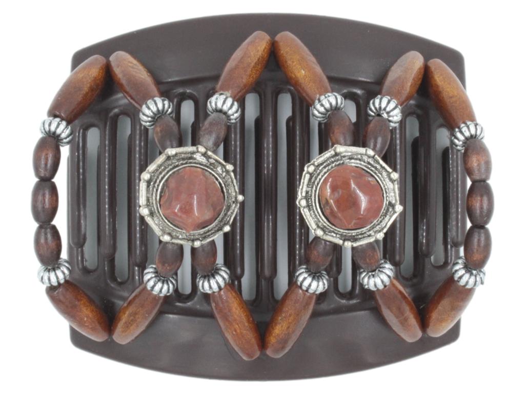 African Butterfly Thick Hair Comb - Gemstone Brown 54