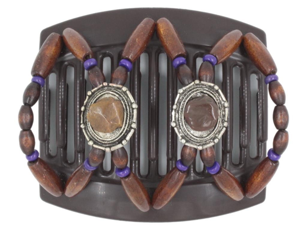 African Butterfly Thick Hair Comb - Gemstone Brown 55