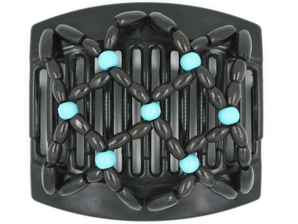 African Butterfly Thick Hair Comb - Ndebele Black 25