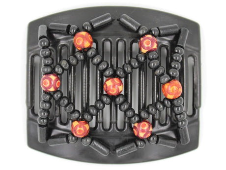 African Butterfly Thick Hair Comb - Ndebele Black 45