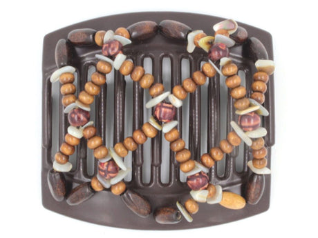 African Butterfly Thick Hair Comb - Ndebele Brown 103