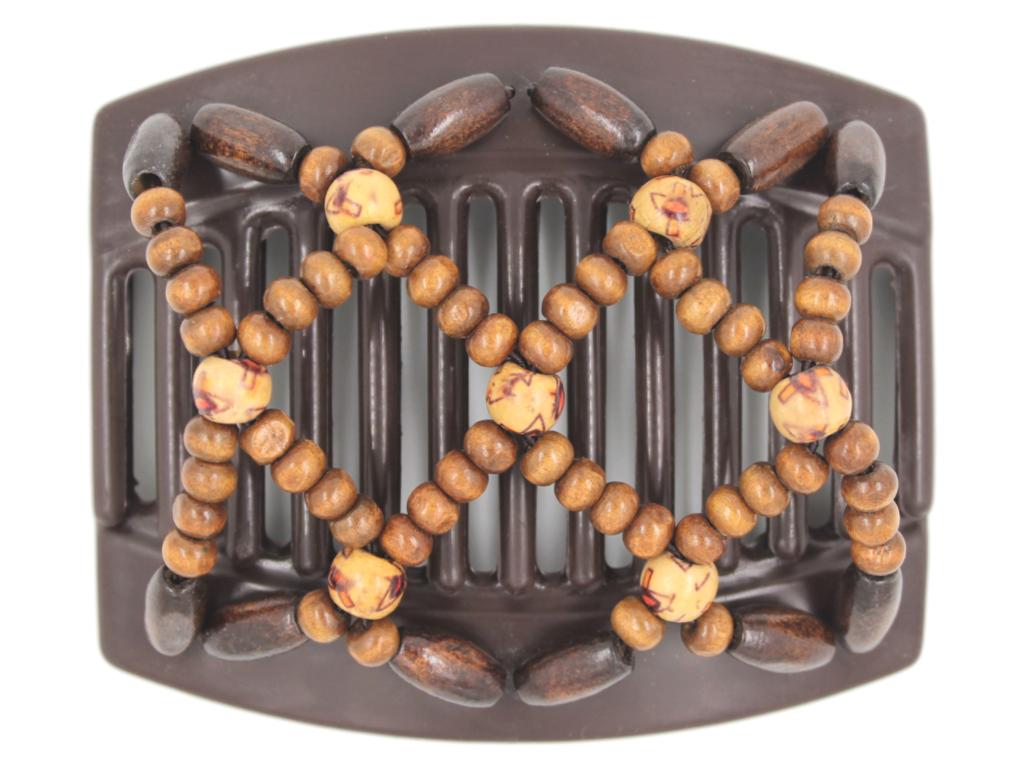 African Butterfly Thick Hair Comb - Ndebele Brown 122