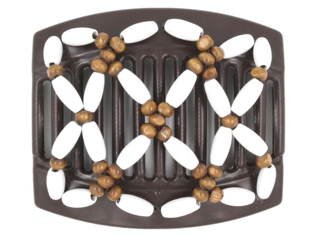 African Butterfly Thick Hair Comb - Ndebele Brown 137