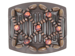 African Butterfly Thick Hair Comb - Ndebele Brown 138