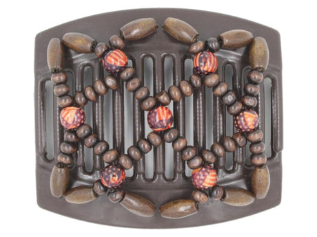 African Butterfly Thick Hair Comb - Ndebele Brown 138
