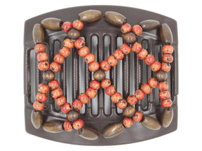 African Butterfly Thick Hair Comb - Ndebele Brown 140