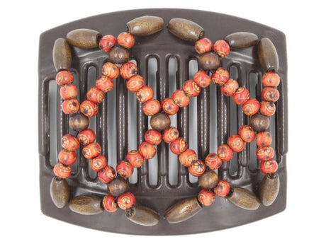 African Butterfly Thick Hair Comb - Ndebele Brown 140