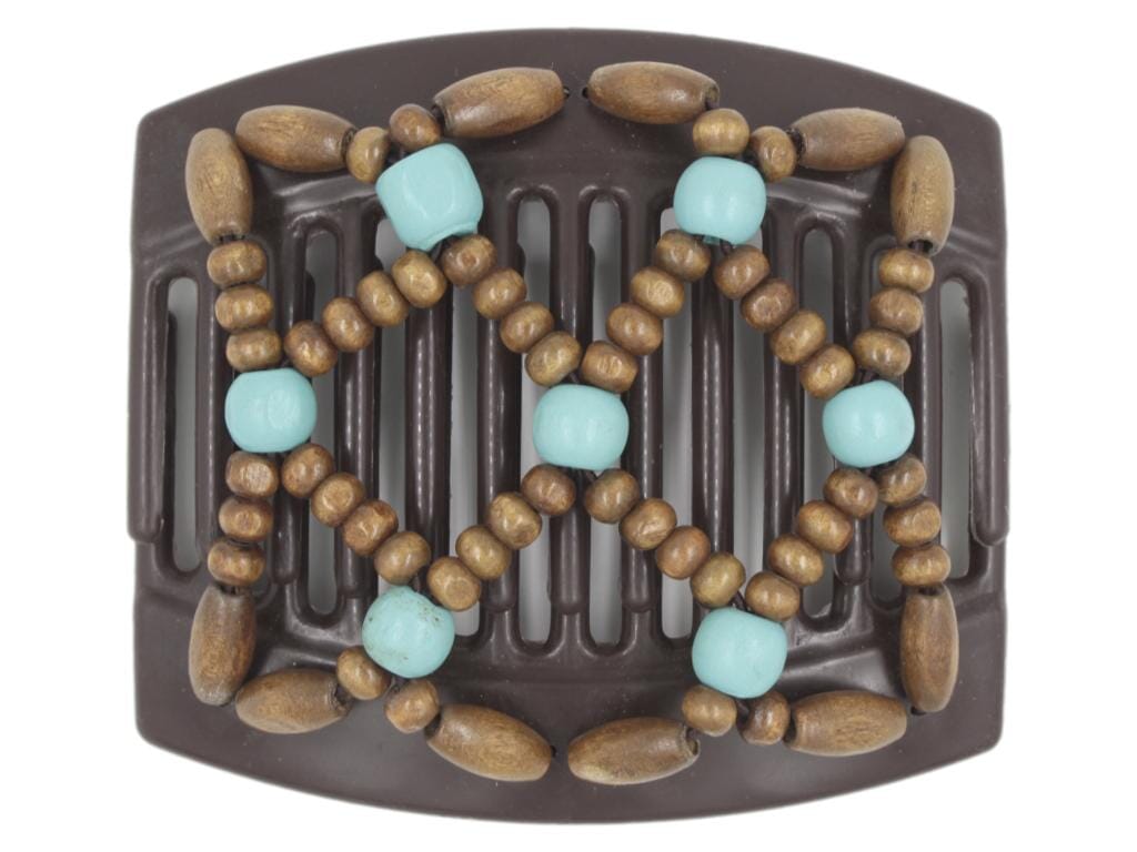 African Butterfly Thick Hair Comb - Ndebele Brown 157