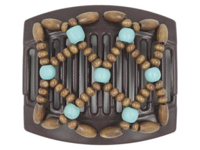 African Butterfly Thick Hair Comb - Ndebele Brown 157