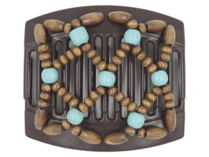 African Butterfly Thick Hair Comb - Ndebele Brown 157