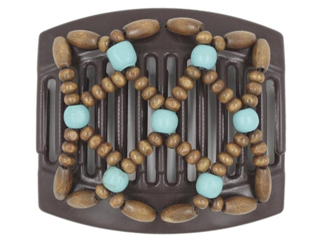 African Butterfly Thick Hair Comb - Ndebele Brown 157