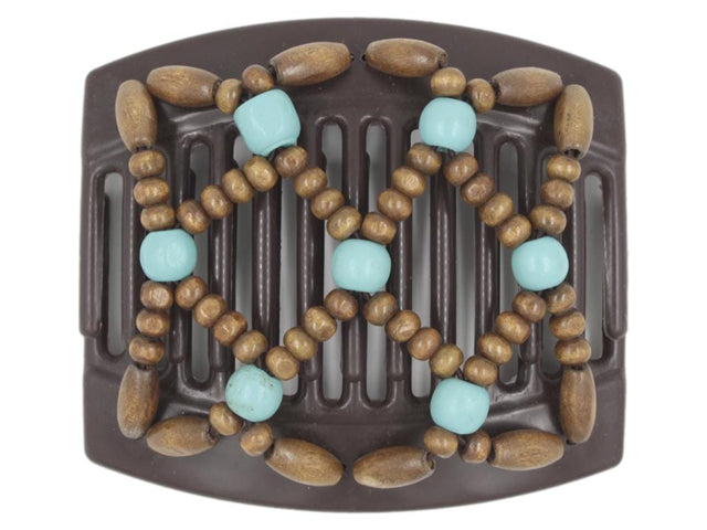 African Butterfly Thick Hair Comb - Ndebele Brown 157