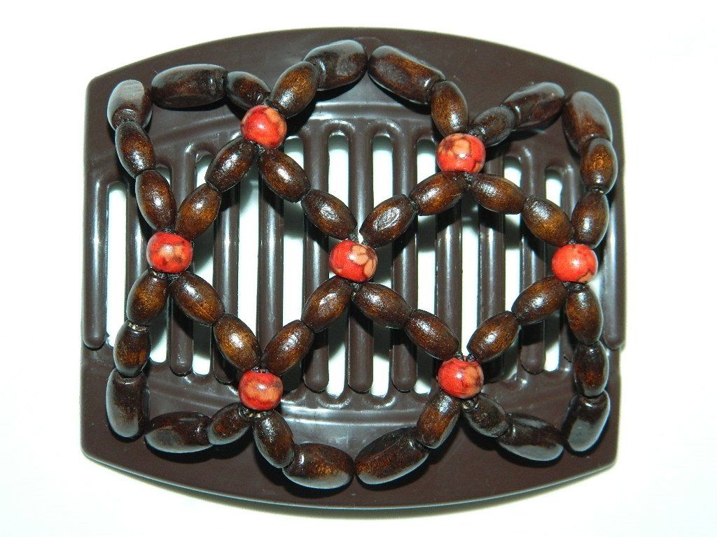 African Butterfly Thick Hair Comb - Ndebele Brown 38