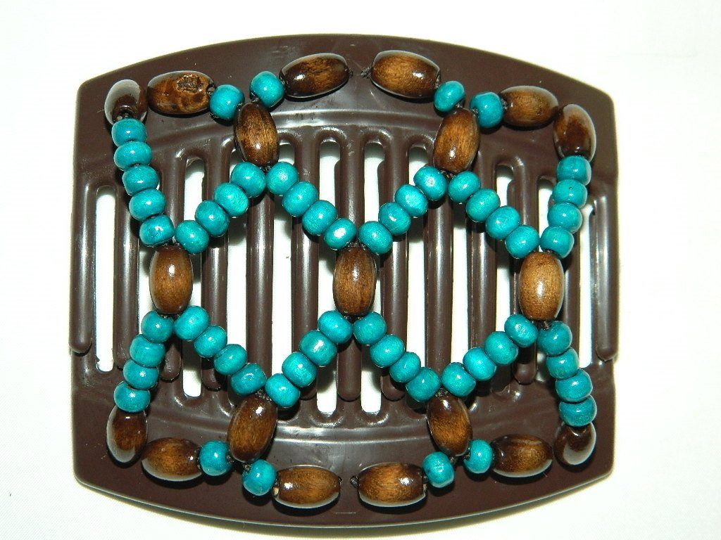 African Butterfly Thick Hair Comb - Ndebele Brown 45