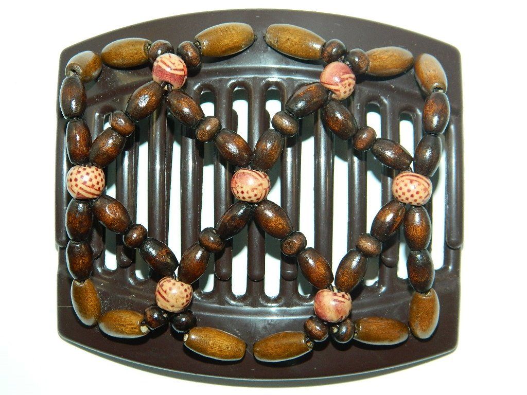 African Butterfly Thick Hair Comb - Ndebele Brown 60