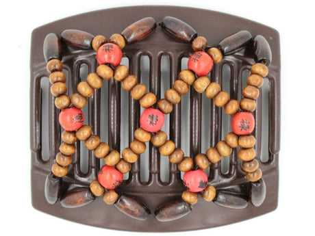 African Butterfly Thick Hair Comb - Ndebele Brown 89